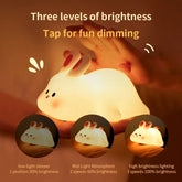 Cute Animal Silicone Night Light — Panda & Rabbit | Touch Dimmable USB Rechargeable Lamp