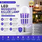 Mosquito Killer Lamp LED 15W Electronic Anti insect Bug Fly Zapper for Home Indoor Outdoor Eco safe Clean Light Bulb