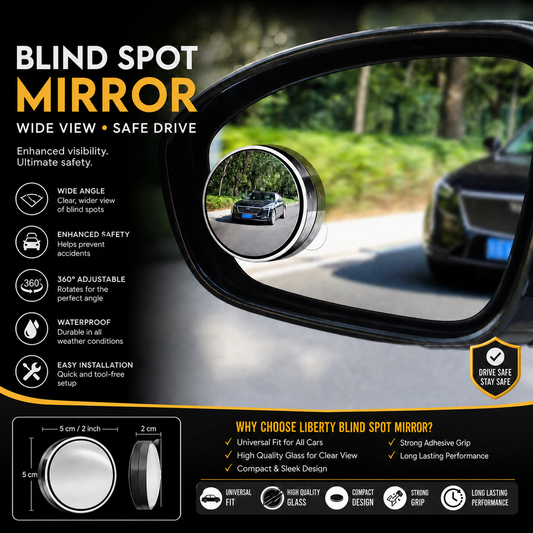 2PCS Round Blind Spot Mirrors – Wide‑angle convex glass mirrors that improve side & rear view visibility. Universal fit for cars, SUVs & trucks. Easy install safety accessory