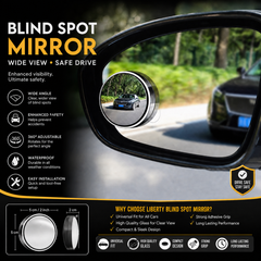 2PCS Round Blind Spot Mirrors – Wide‑angle convex glass mirrors that improve side & rear view visibility. Universal fit for cars, SUVs & trucks. Easy install safety accessory