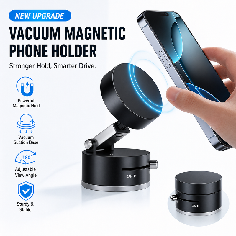 360° Rotating Magnetic Car Phone Holder – Strong Suction Dashboard Mount for All Smartphones