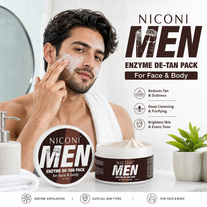 Niconi Men Enzyme De-Tan Pack For Face & Body (300g)